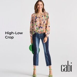 Cabi Women's Blue High-Low Crop Jeans
